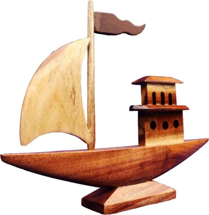 wooden handicraft wall decor ship 25 cm